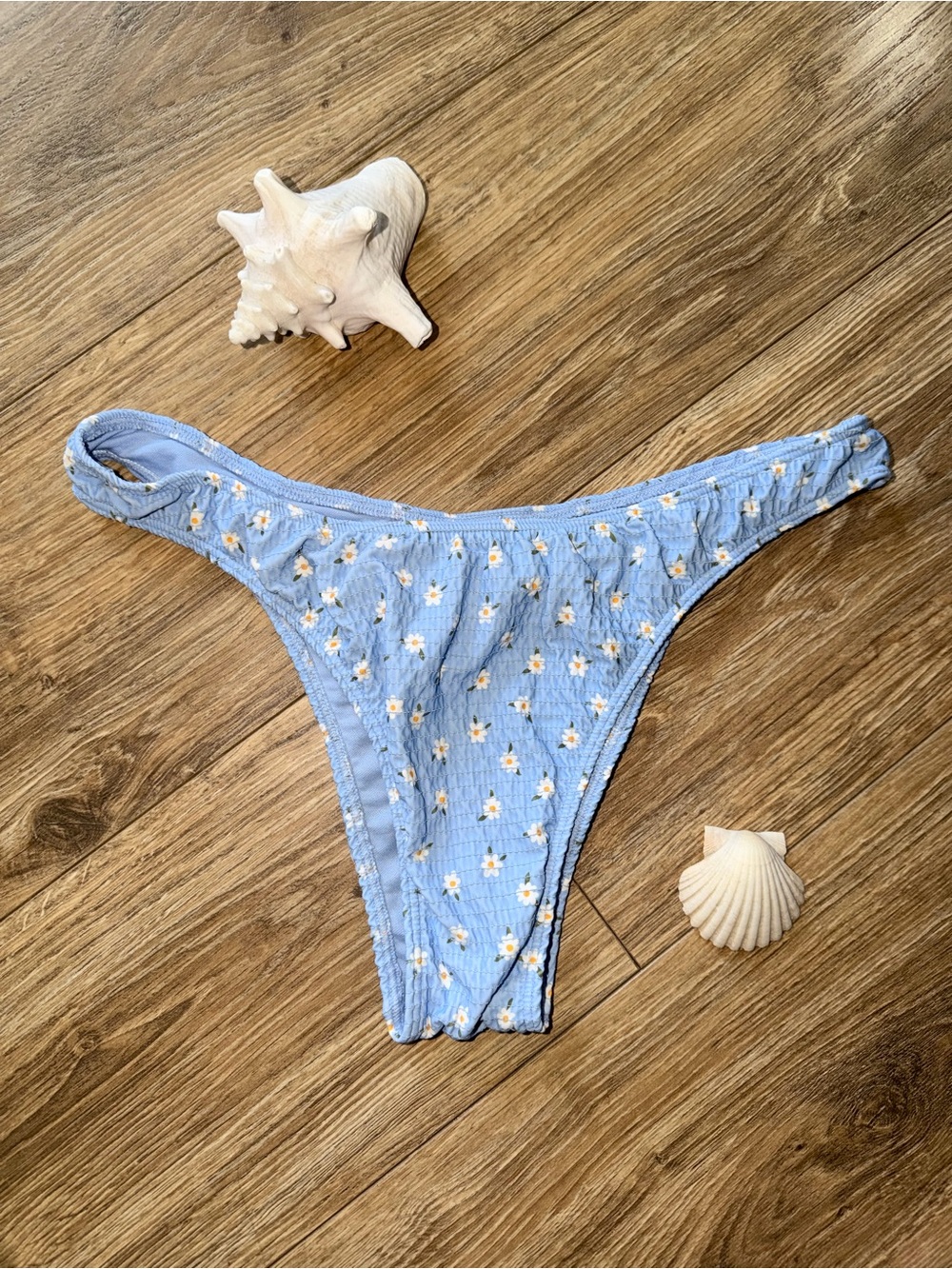 Hollister Sky Blue Daisy Textured Bikini Bottoms